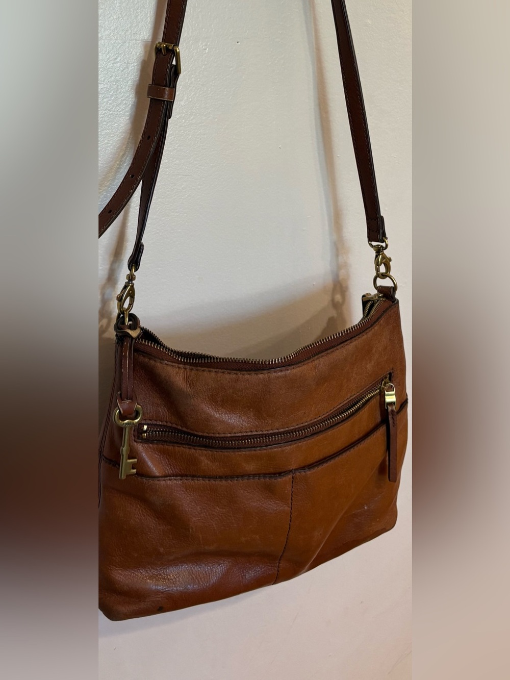 Fossil Fiona Crossbody Leather Shoulder Bag Purse Brown